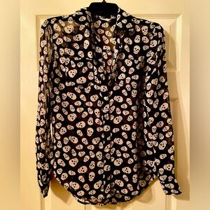 Aeropostale Girls Small Black and White Button Long Sleeve